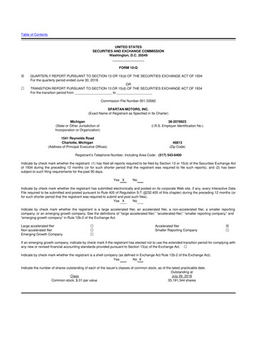 Thumbnail The Shyft Group 10-Q Quarterly Report FY2018 