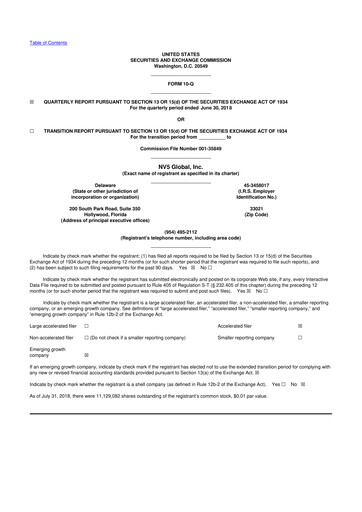 Thumbnail NV5 Global
 10-Q Quarterly Report FY2018 