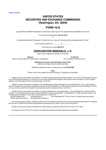 Thumbnail Dorchester Minerals 10-Q Quarterly Report FY2018 