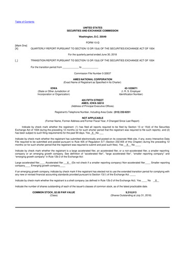 Thumbnail Ames National Corp. 10-Q Quarterly Report FY2018 