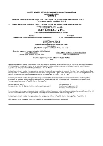 Thumbnail Clipper Realty 10-Q Quarterly Report FY2018 