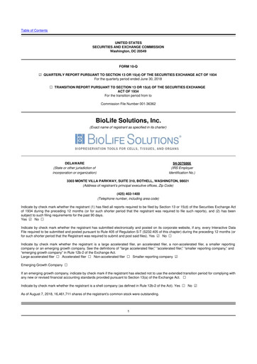 Thumbnail Biolife Solutions
 10-Q Quarterly Report FY2018 