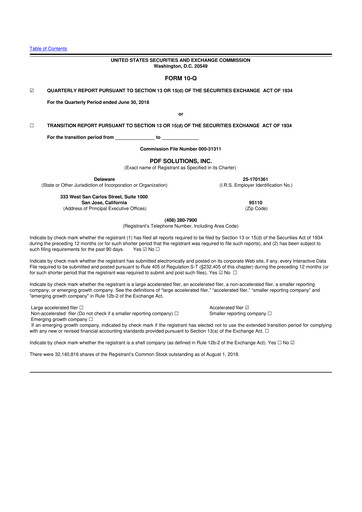 Thumbnail PDF Solutions 10-Q Quarterly Report FY2018 