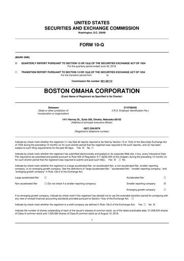 Thumbnail Boston Omaha 10-Q Quarterly Report FY2018 