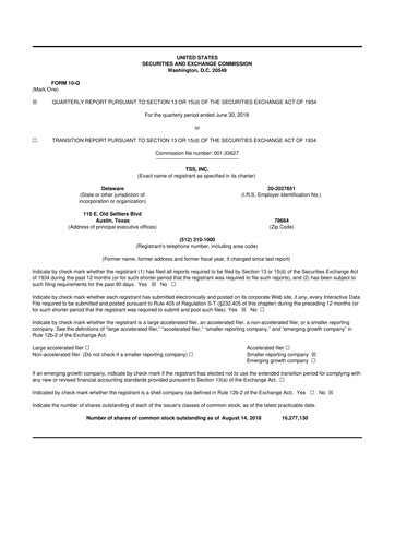 Miniature TSS, Inc. 10-Q Rapport trimestriel 2018 