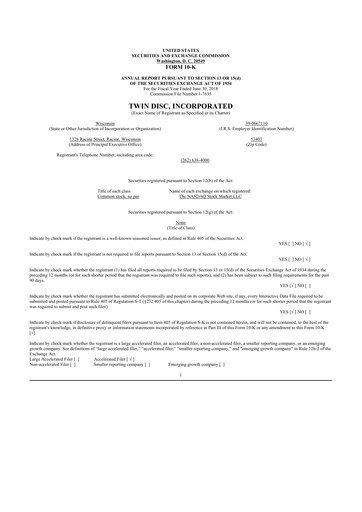 Thumbnail Twin Disc
 10-K Annual Report 2018