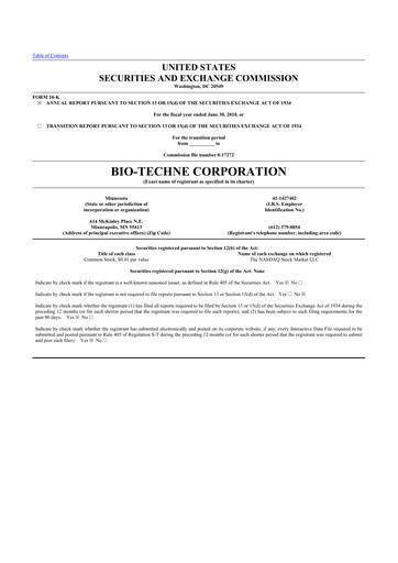 Thumbnail Bio-Techne 10-K Annual Report 2018