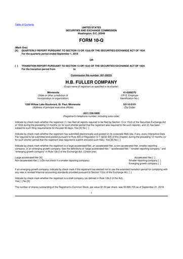 Thumbnail H.B. Fuller
 10-Q Quarterly Report FY2018 