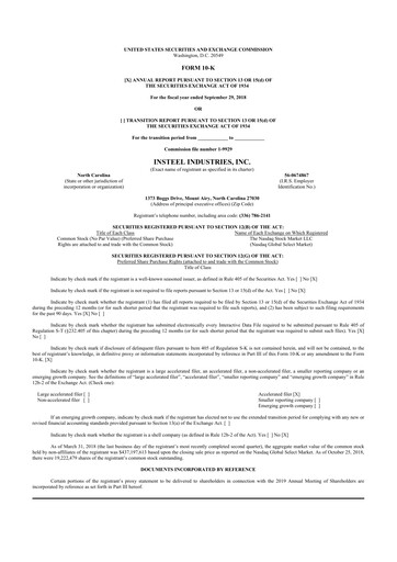 Thumbnail Insteel Industries 10-K Annual Report 2018