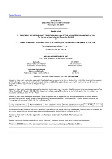 Thumbnail Mesa Laboratories 10-Q Quarterly Report FY2019 
