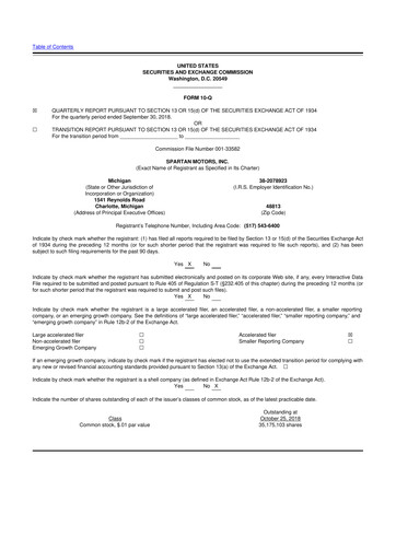 Thumbnail The Shyft Group 10-Q Quarterly Report FY2018 