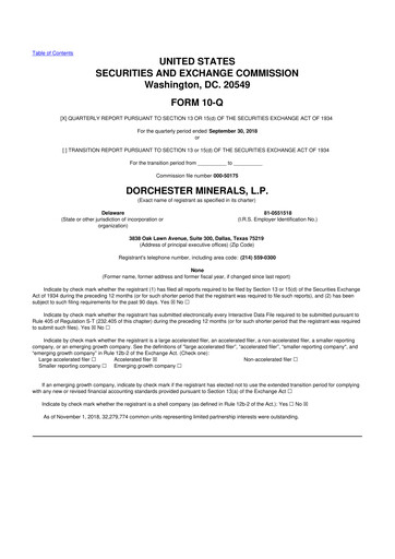 Thumbnail Dorchester Minerals 10-Q Quarterly Report FY2018 