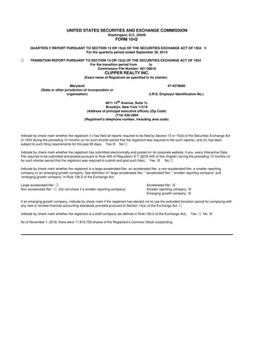 Thumbnail Clipper Realty 10-Q Quarterly Report FY2018 