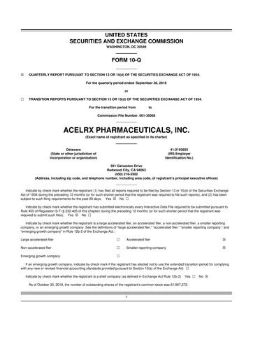 Thumbnail Talphera 10-Q Quarterly Report FY2018 