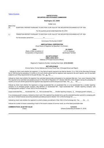 Thumbnail Ames National Corp. 10-Q Quarterly Report FY2018 