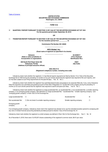 Thumbnail NV5 Global
 10-Q Quarterly Report FY2018 