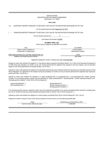 Thumbnail Olympic Steel
 10-Q Quarterly Report FY2018 