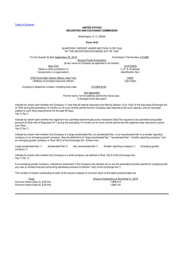 Thumbnail Seneca Foods
 10-Q Quarterly Report FY2019 