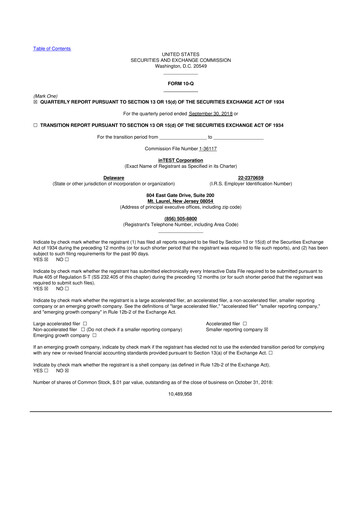 Thumbnail inTEST Corporation 10-Q Quarterly Report FY2018 