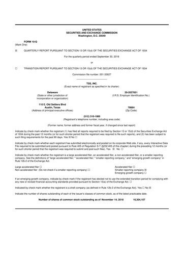 Miniature TSS, Inc. 10-Q Rapport trimestriel 2018 