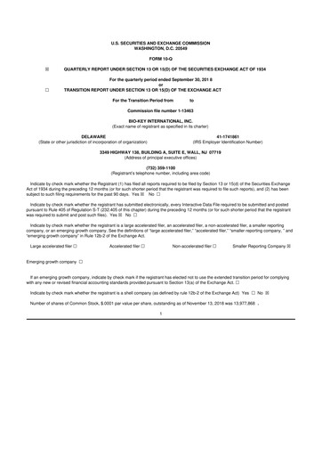 Thumbnail BIO-key International
 10-Q Quarterly Report FY2018 