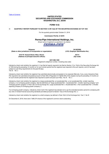 Thumbnail Perma-Pipe International 10-Q Quarterly Report FY2018 