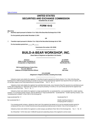 Thumbnail Build-A-Bear Workshop 10-Q Quarterly Report FY2018 