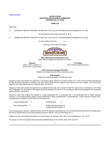 Thumbnail Rocky Mountain Chocolate Factory 10-Q Quarterly Report FY2019 