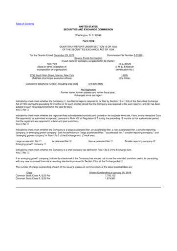 Thumbnail Seneca Foods
 10-Q Quarterly Report FY2019 