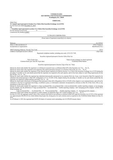 Thumbnail Ultralife Corporation 10-K Annual Report 2018