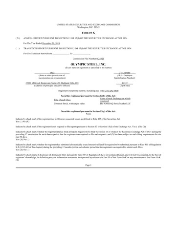 Thumbnail Olympic Steel
 10-K Annual Report 2018