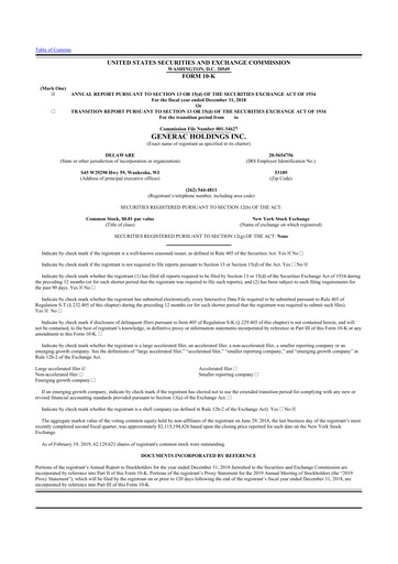 Vorschaubild Generac 10-K Jahresbericht 2018