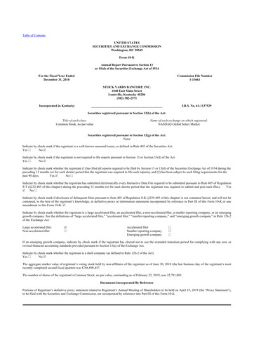 Thumbnail Stock Yards Bancorp 10-K Annual Report 2018