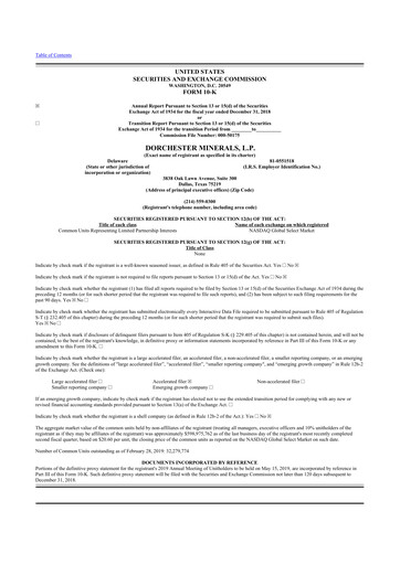 Thumbnail Dorchester Minerals 10-K Annual Report 2018