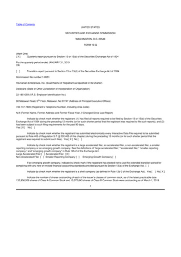 Thumbnail Hovnanian Enterprises
 10-Q Quarterly Report FY2019 