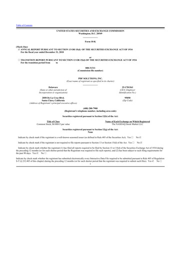 Thumbnail PDF Solutions 10-K Annual Report 2018