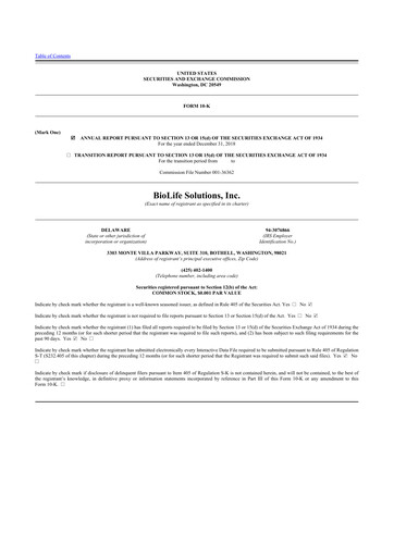 Vorschaubild Biolife Solutions
 10-K Jahresbericht 2018