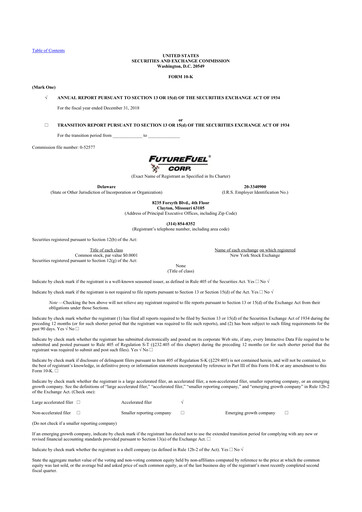 Thumbnail FutureFuel 10-K Annual Report 2018