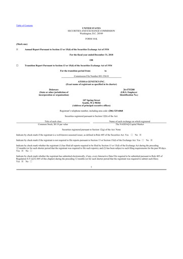 Thumbnail Atossa Therapeutics 10-K Annual Report 2018