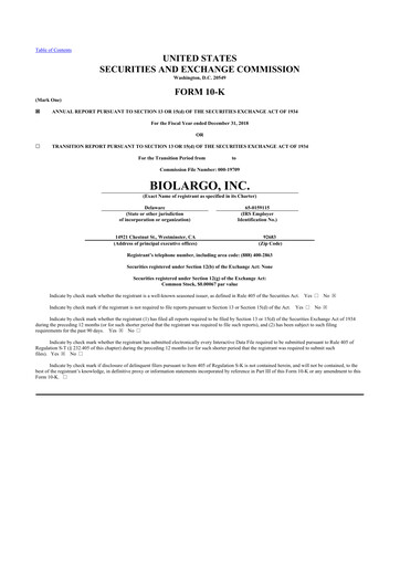Vorschaubild BioLargo 10-K Jahresbericht 2018