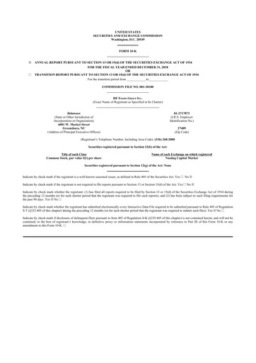 Thumbnail HF Foods Group
 10-K Annual Report 2018