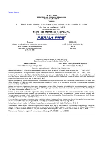 Thumbnail Perma-Pipe International 10-K Annual Report 2019