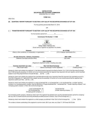 Thumbnail Ethan Allen
 10-Q Quarterly Report FY2019 