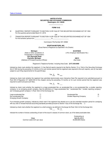 Thumbnail The Shyft Group 10-Q Quarterly Report FY2019 