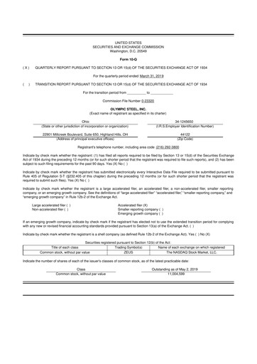 Thumbnail Olympic Steel
 10-Q Quarterly Report FY2019 