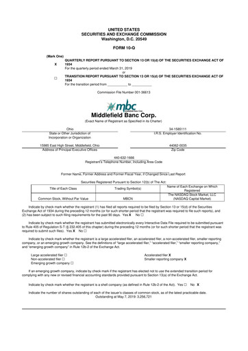 Vorschaubild Middlefield Banc
 10-Q Quartalsbericht 2019 