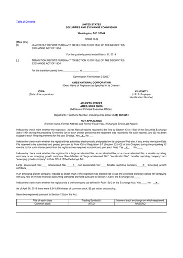 Thumbnail Ames National Corp. 10-Q Quarterly Report FY2019 