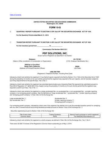 Thumbnail PDF Solutions 10-Q Quarterly Report FY2019 