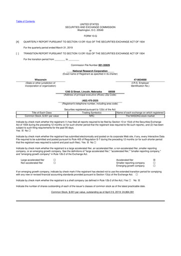 Thumbnail NRC Health
 10-Q Quarterly Report FY2019 