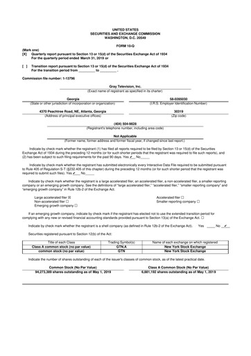 Miniature Gray Media
 10-Q Rapport trimestriel 2019 